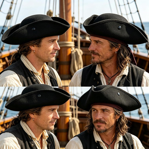 Black pirate hat for men - black,